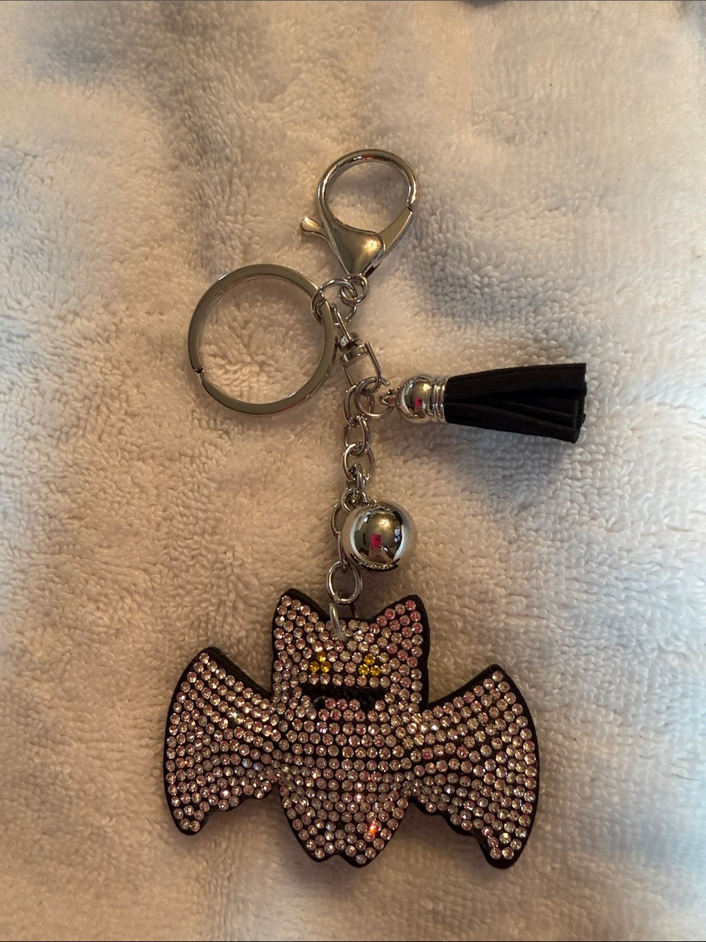 Rhinestone Halloween Bat Keychain Bag Charm Spooky